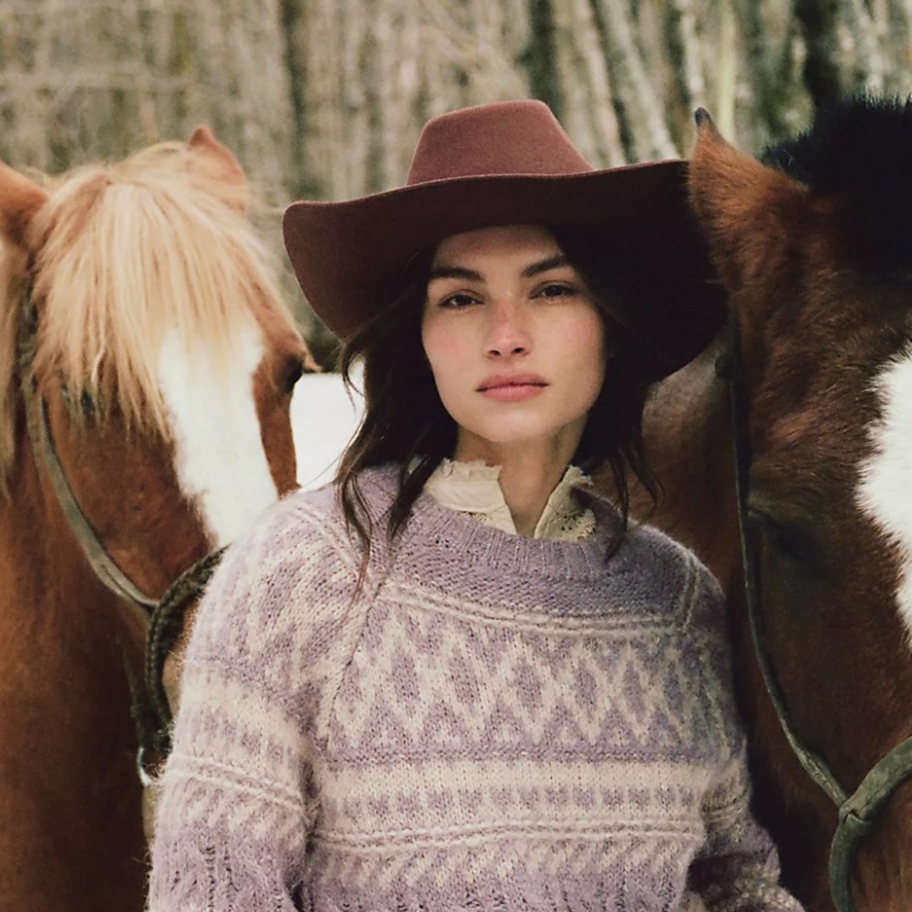 Anthropologie Wyeth by Todd Magill Taupe Fedora w Cowgirl Cheetah Print Band OS